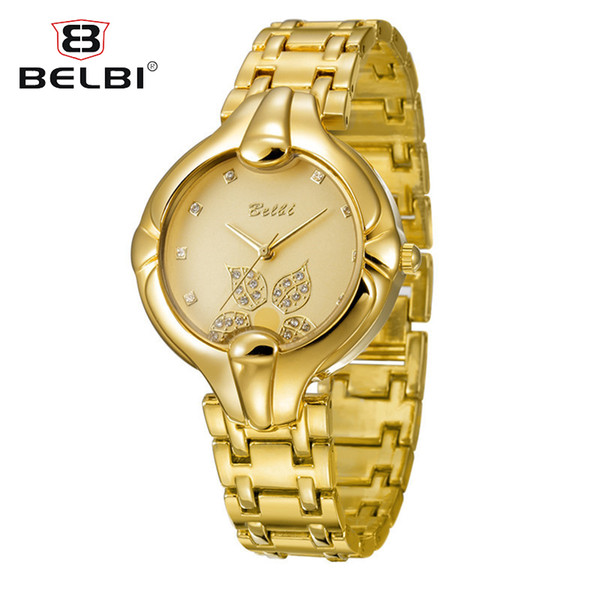 AAA Brand Name BELBI Leaf Women Luxury Wrist Watches Quartz Fashion T/T Gold Quartz Battery Wrtistwatches Top Quality Best Gift for Ladies