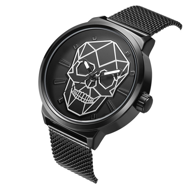 2019 AAA Men Cool Punk 3D Skull Watch Brand BELBI Luxury Steel Quartz Watches Waterproof Retro Fashion Gold Black Clock Relogio Wristwatches