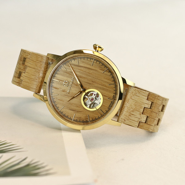 New brand mechanical watch REDEAR leather strap mechanical watch wooden strap acceptable customized products welcome consultation