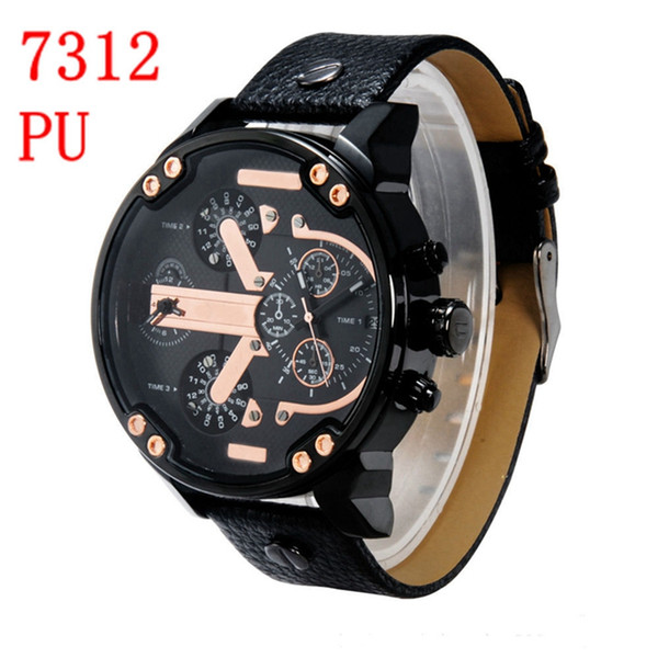 Similar DZ Watch Men's Sport Quartz Watch Montre luxe Military Atmos Clock Leather Strap Big dial Multi Time Zone Wristwatch Montre homme