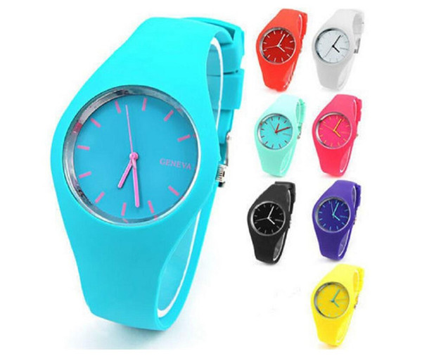 Fashion Candy Color Geneva Silicone Watch Analog Unisex Casual Watches Candy Color Men Women Jelly Sports Wrist Watches