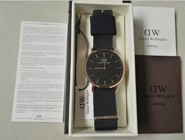 New Mens Daniel Wellington Watches 40mm Men watches 36mm Womens Watch DW Box Brand Quartz Watch Female Relogio Montre Femme Black