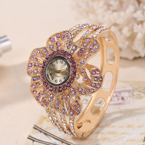 large flower plate luxury women watch for lady