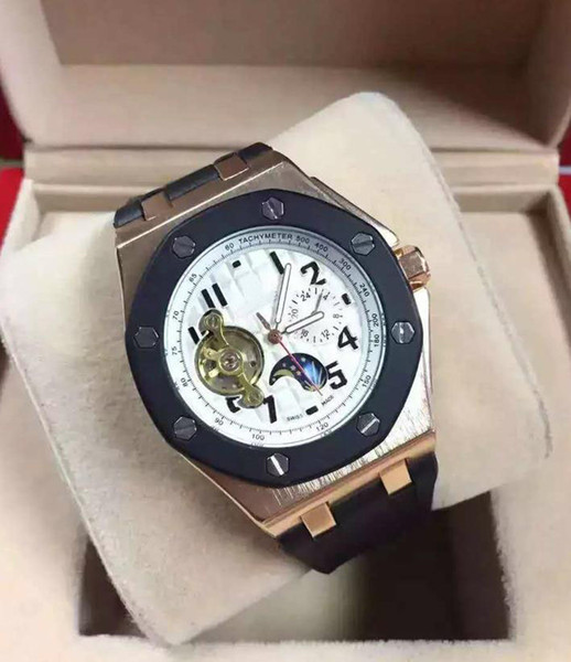 Top Selling Watch Special Men Black Dial Rubber Band Gold Stainless Steel Automatic Mechanical Men Men's Watch Watches X7