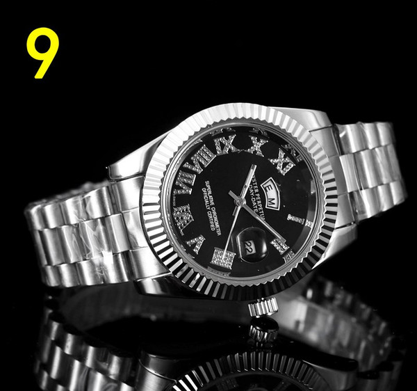 luxury New man Military watch Stainless steel Casual wristwatch steel quartz watches color clock male brand watch diamond rol