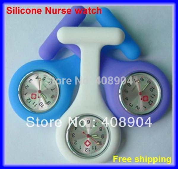 Muti-color Silicone Nurse Brooch Watch,Jelly Quartz Watch 11colors available 300pcs/lot