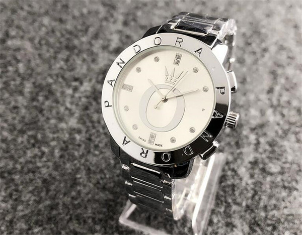 New men Diamond pandora watch Stainless steel luxury Casual wristwatch steel quartz watches mk dz dw women brand watch