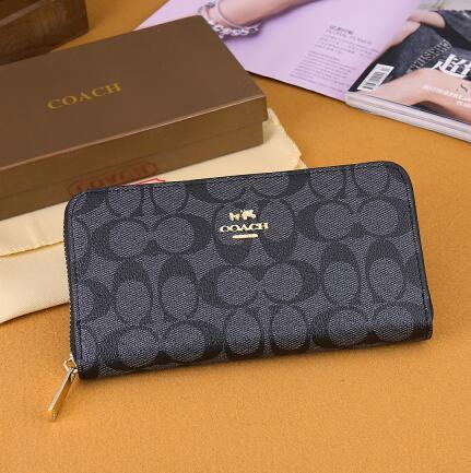 Luxury Fashion Designer Black Leather Wallet Men Long Zipper Purse Coca Women Brand Female Card Purses Credit Card Wallet With Original Box