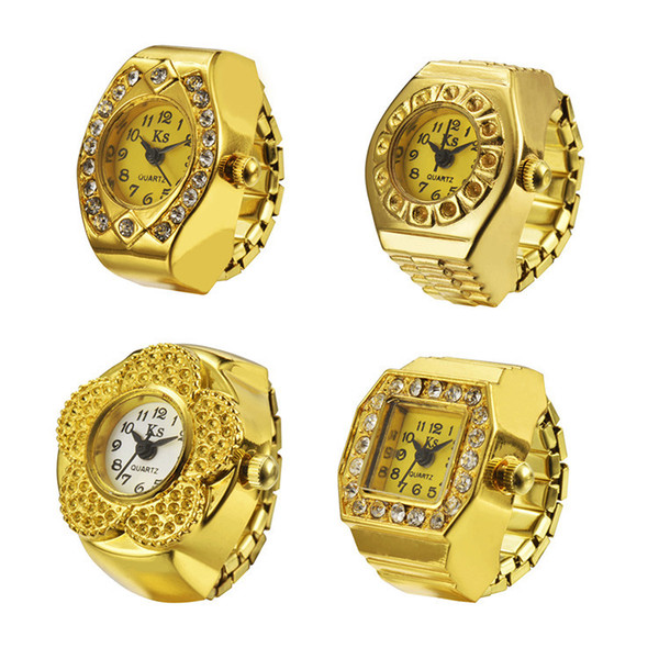 Ring watches Finger Ring Watch gold plated watches flower oval square round watches Christmas gift 4 styles men watches