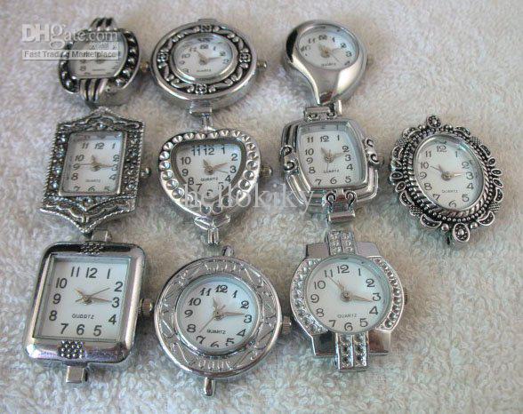 10PCS Mixed styles Silver Quartz Beading Watch face W8464