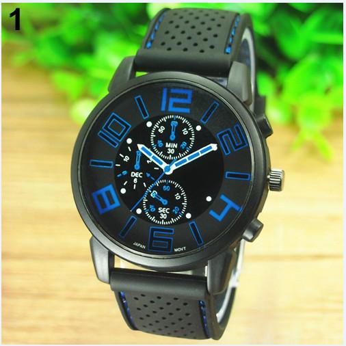 5PC/Lot Men's Casual Sports Stainless Steel Silicone Band Quartz Analog Wrist Watch 5ZF6 C2K5W