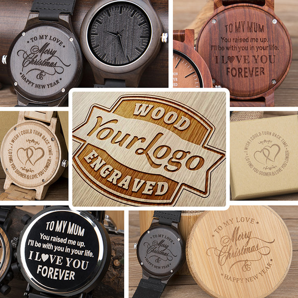 Handmade Personality Creative Design Logo MESSAGE Engraved Carved Customize ONLY Logo cost Laser Charge Without Watch