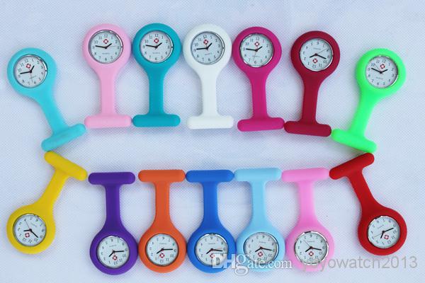 Free shipping- High Quality 300pcs Multi colors nurse brooch Fob tunic watch silicone cover nurse watch dhl ship