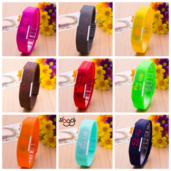 Colorful Waterproof Soft Led Touch Watch Jelly Candy Silicone Rubber Digital Screen Bracelet Watches Men Women Unisex Sports Wristwatch