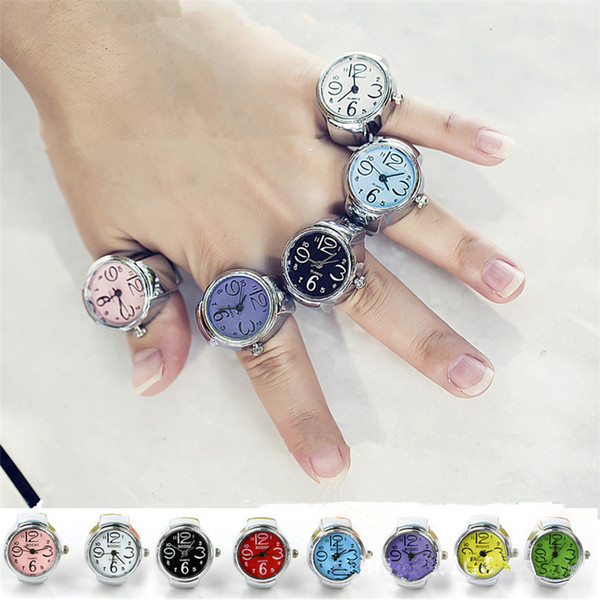 New 8 colors optional for Creative Fashion Round Elastic Quartz Finger Ring Watch 30pcs/lot T2C101