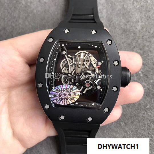 43MM 055 Ceramic KV Best TOP QUALITY Skeleton Dial Inner Bezel Rubber Strap MIYOTA 8215 AUTOMATIC MEN WATCH MECHANICAL WRISTWATCH SAPPHIRE