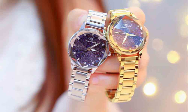 2019 New Luxury Star Diamond Watch Ladies Top Stainless Steel Quartz Wrist Watch Casual Women's Watches-B070