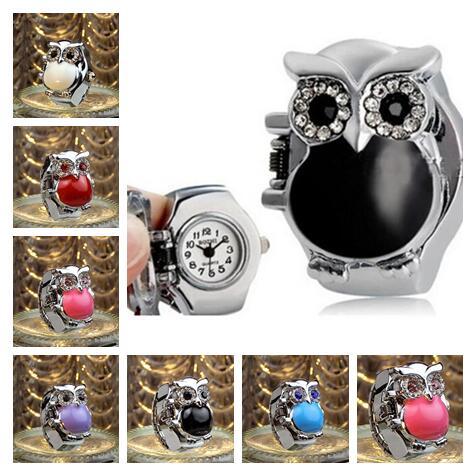 2018 new fashion owl flip The wind restoring ancient ways Ring table crystal gemstone originality individuality Student Ring Watch