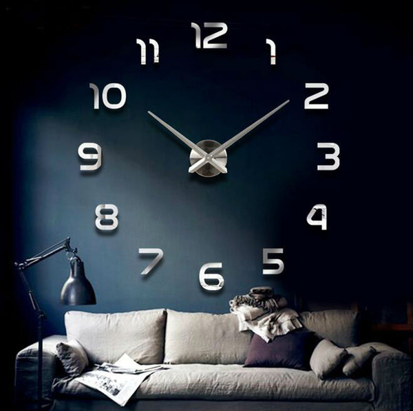 New Clock Watch Wall Clock DIY wall clocks Acrylic mirror Home Decoration Living Room Quartz Needle
