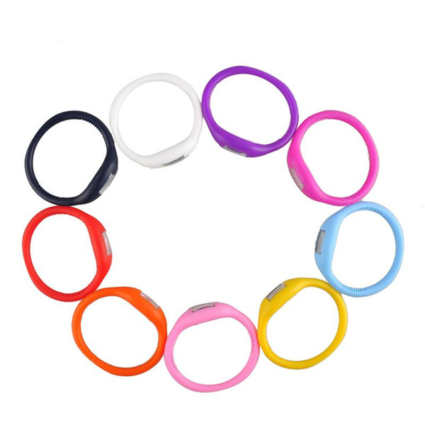 Kids Candy Color Anion Pedometers Silicone Fitness Tracker Silicone Wristband Bracelet Pedometer Potable Outdoors Tools Mixed Colors