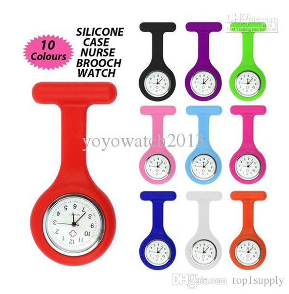 Free shipping- Multi colors nurse brooch Fob tunic watch nurse watch Clip Pocket Watches hotsales 10pcs/lot