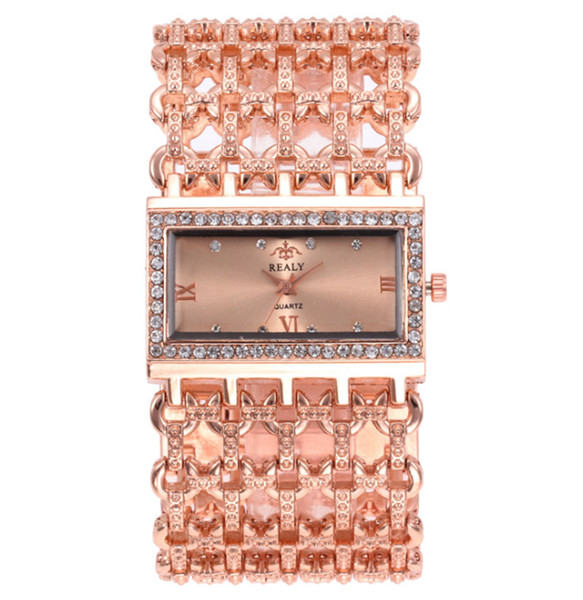 2019 European and American fashion new rectangular diamond watch ladies fashion quartz multi-color exquisite bracelet watch