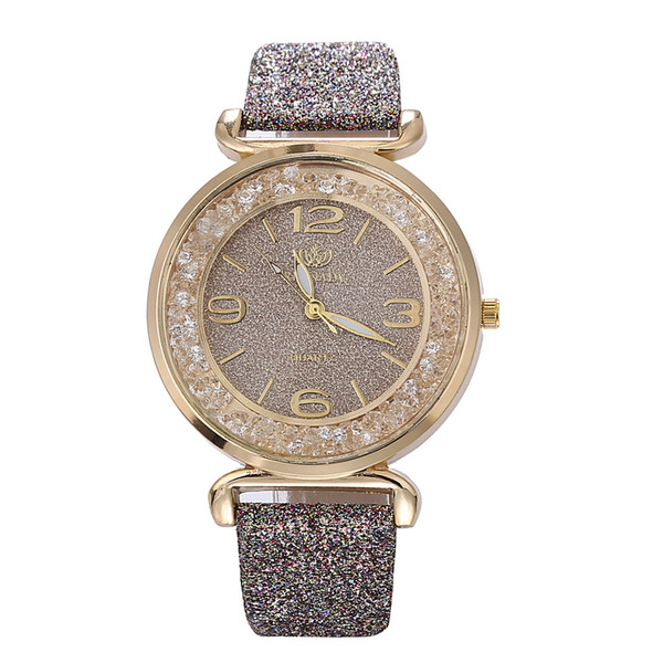 Manufacturer's Direct Selling Grinded Sand Texture Belt Watch Lady Quicksha Diamond Meter Number