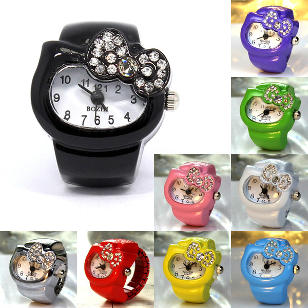 New Wholesale Fashion Finger Ring watch elastic band Finger Rings Watch 9colors for chooses Free shipping