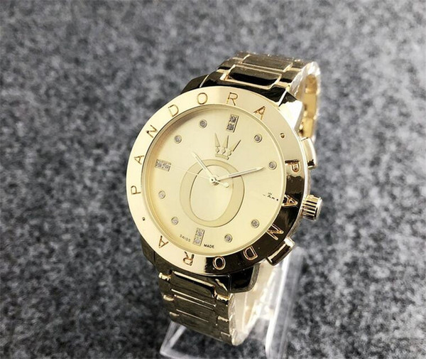 New men Diamond pandora watch Stainless steel luxury Casual wristwatch steel quartz watches mk dz dw women brand watch big bang Gift09