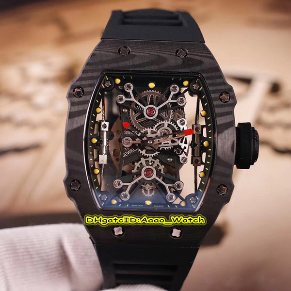 Men's Collection New RM27-01 Skeleton Dial Japan Miyota Automatic RM 27-01 Mens Watch Carbon Fiber Case Black Rubber Strap Sports Watch