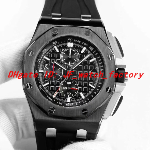 High quality a men's watch relógio de luxo black dial Steel case Quartz VK movement Rubber strap Gift For Mens 44mm relojes clock