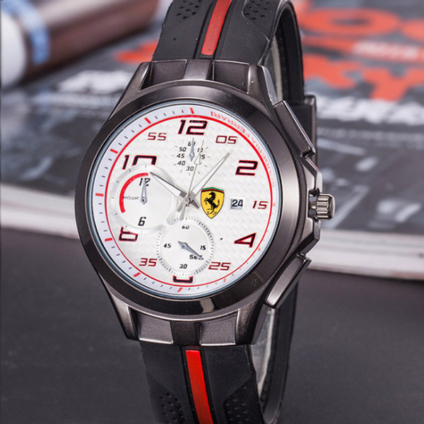 2019 New Fashion Luxury Relogios Masculinos AAA Quality Top Brand Designer Watches Mens Rubber Strap Quartz Ferrari Mens Watch