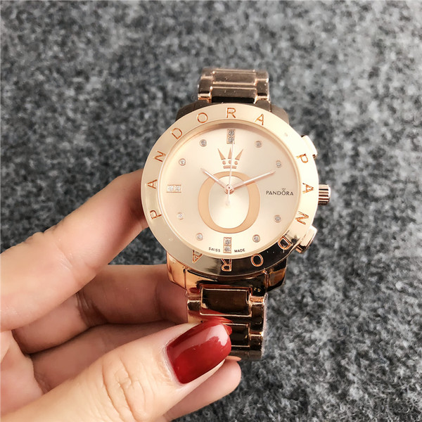 2019 Fashion Brand women's men Girl crystal dial Stainless steel metal band quartz wrist watch PANDORA Bracelet Watch gue ss big bang coa ch