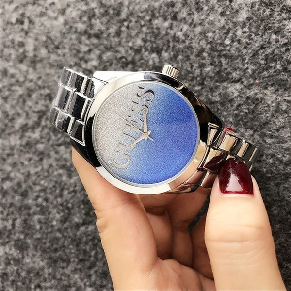 Fashion GUESSity Brand women's men Girl crystal dial Stainless steel metal band quartz wrist watch PANDORA Bracelet Watch gue ss big bang