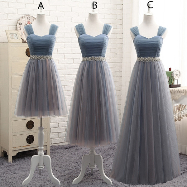 Capped Tulle Bridesmaid Dresses Lace Up In Stock Wedding Formal Dresses Lovely Bridesmaid Gowns Fast `