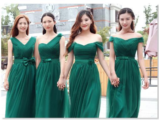 2018 Cheap A Line Green Tulle Convertible Dresses Sexy Prom Party Bridesmaid Dresses In Stock