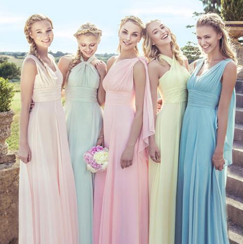 Multi-Wear Convertible Bridesmaid Dresses Pink Purple Vestidos de Festa Custom Made Bride Maid of Honor Dress to Party