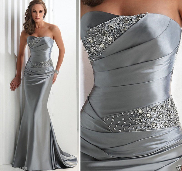 2017 Silver Evening/Prom dresses/party/formal gown wedding gown ALL Size Hot AAA