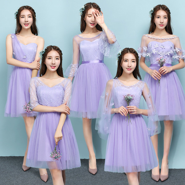 2018 New Lavender Short Bridesmaid Dresses Women Wedding Prom Party Cocktail Elegant Evening Gowns Beautiful Cheap Dresses