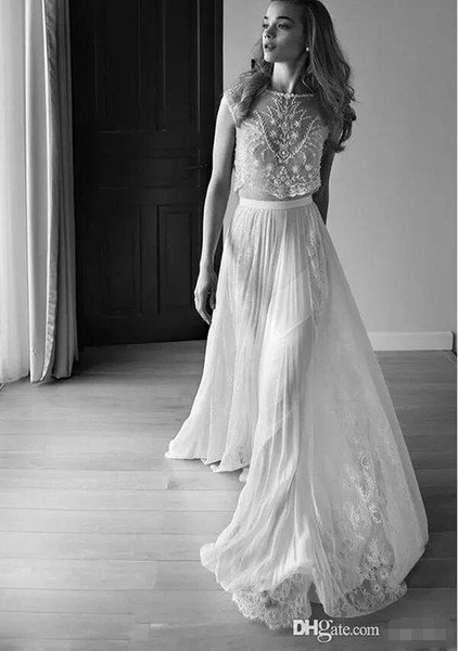 2017 Wedding Dresses Two Piece Sweetheart Sleeveless Low Back Pearls Beading Sequins Lace / lace ball gown wedding dresses