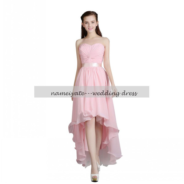 2017 Beach Asymmetrical Chiffon Bridesmaid Dress Sexy A-line Sweetheart with Crystal Detailing Sash Side Draping Maid of Honor Dresses