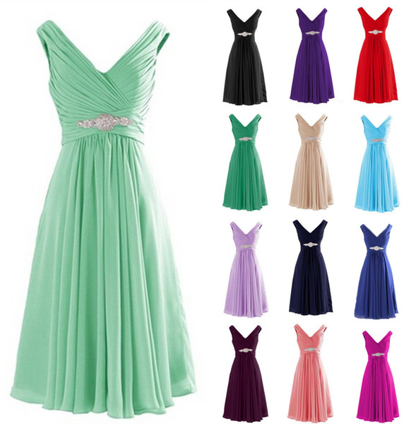 A line mini short Bridesmaid Dresses pleated chiffon Real Sample Bridesmaid Dresses 2018 Prom Dress Short Wedding Party Dress