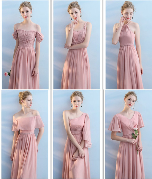 Cheap Bridesmaid Dresses for Wedding Long Chiffon A-Line Formal Dresses Party Modest Maid Of Honor Dress