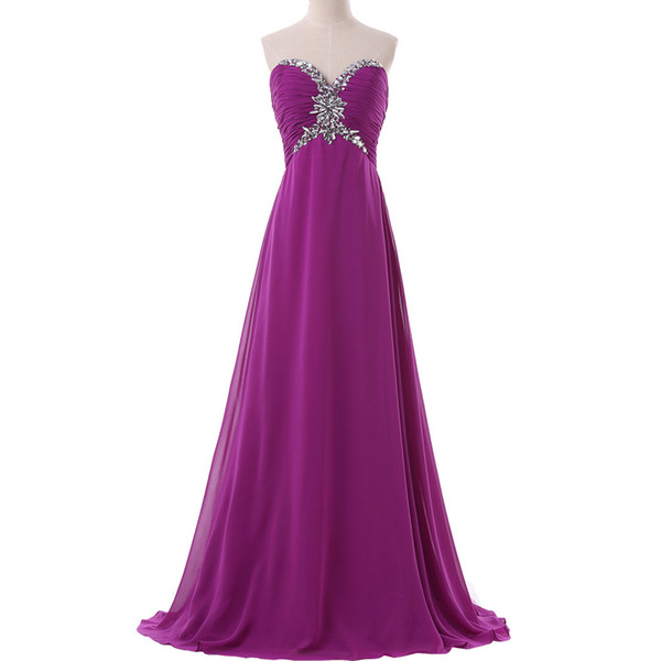 Build in Bra Strapless Prom Dresses Women Formal Gowns Purple Bridesmaids Dress Chiffon Long Bridesmaid Dresses for Party Real photos