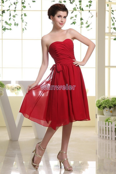 short flowy dresses chiffon casual dress for fat women real photo vestidos formales red bridesmaid dresses