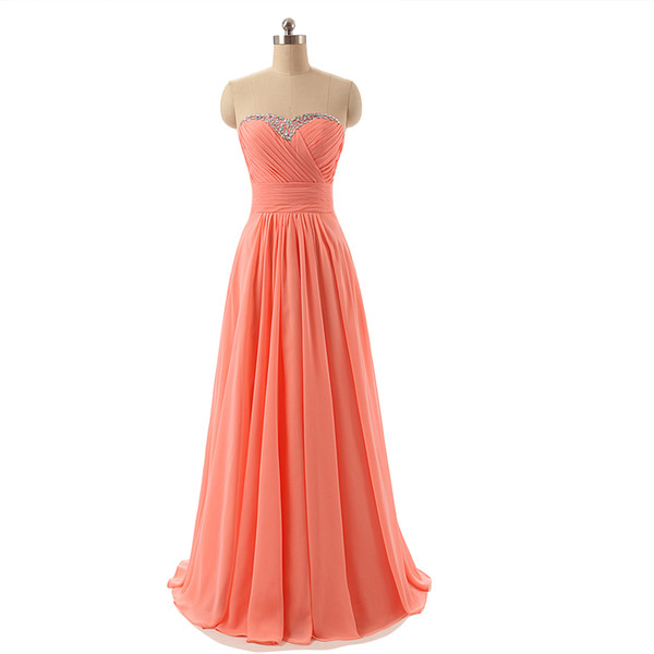 robe demoiselle d'honneurnew chiffon crystal Aline peach bridesmaid dresses real photo vestido madrinha casamento longo