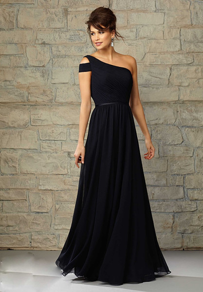 convertible bridesmaid dress New Elegant A-Line Long One Shoulder Black Chiffon rom Gown Vestido De eggplant bridesmaid dresses