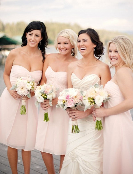 Cute Short Bridesmaid Gown Navy Blue/Peach/Ivory/Champagne/Silver/Yellow/Hunter Short Chiffon Bridesmaid Dresses