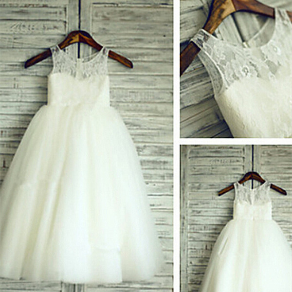Princess Vintage Beaded Arabic 2017 Flower Girl Dresses Long Sleeves Sheer Neck Child Dresses Beautiful Flower Girl Wedding Dresses