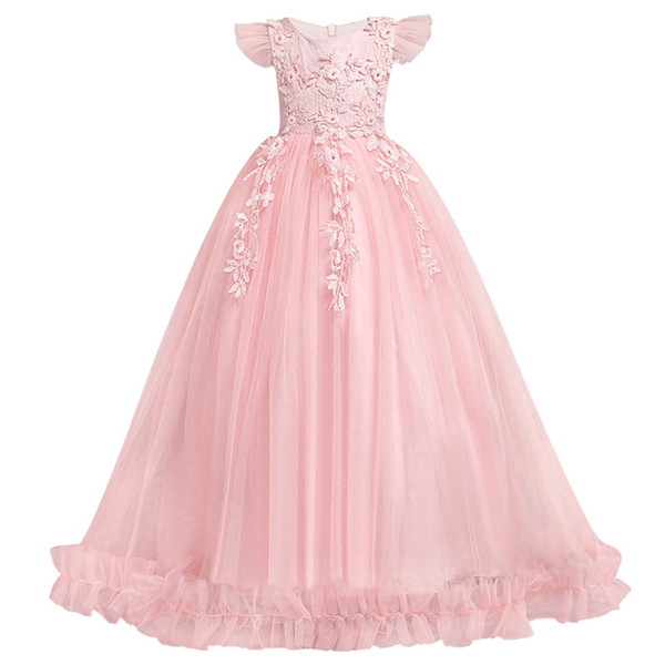 Princess Flower Girl Dresses Ball Gowns cap Sleeves Appliques Birthday Party christmas Dresses For Girl Wedding Guest Dress Formal Wear